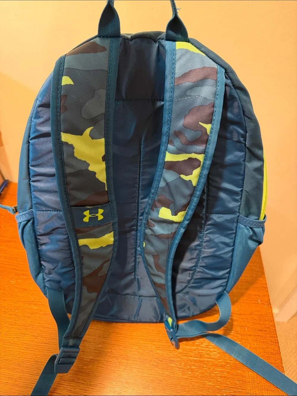 Under Armour Blue Backpack with Lime Camo Accent